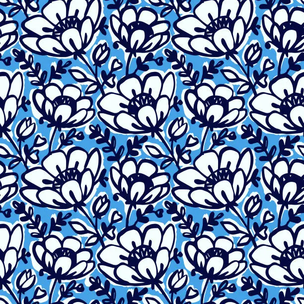Vector illustration of Floral Astract Elegant Seamless Vector Pattern for Textile, Greeting Cards, Wrapping Paper, Wallpaper, Book Covers