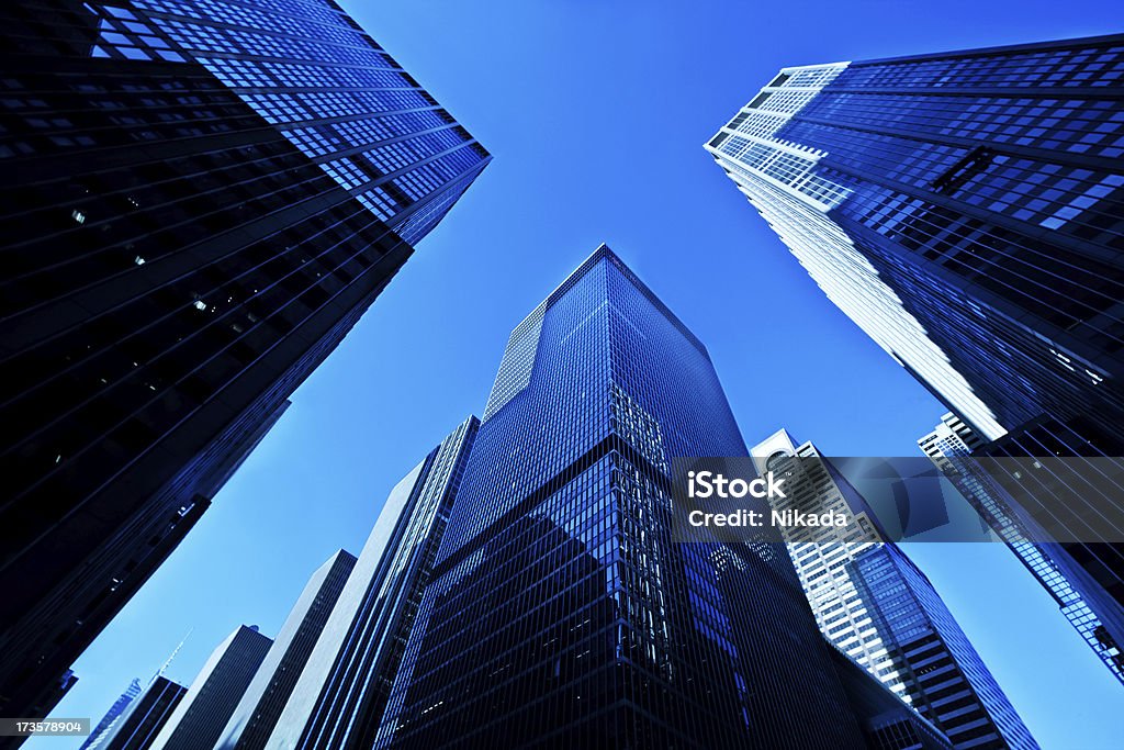 Glass and Steel Business towers in New York City Architecture Stock Photo