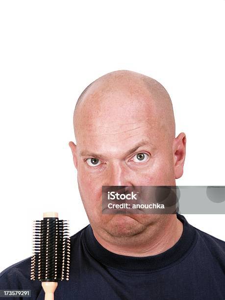 Bald Man Hairbrush Stock Photo - Download Image Now - 30-39 Years, 40-49 Years, Adult