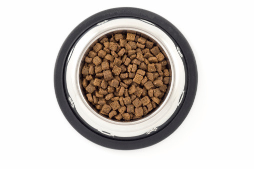Bowl of dry dog food on a white background.MORE DOG FOOD IMAGES IN MY PORTFOLIO:
