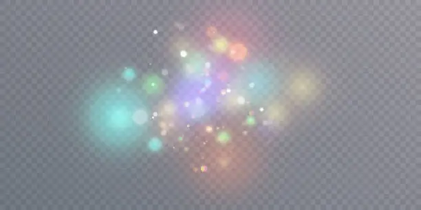 Vector illustration of Glowing light effect with lots of shiny particles isolated on transparent background.