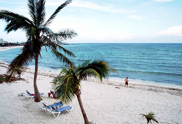 white tropical beach in cancun, yucatan mexico