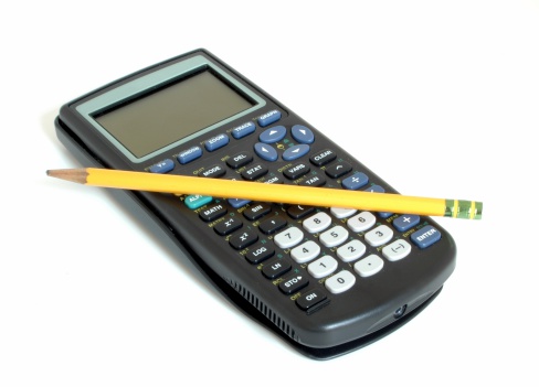 An isolated shot of a graphing calculator.