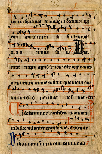 Old sheet music on parchment