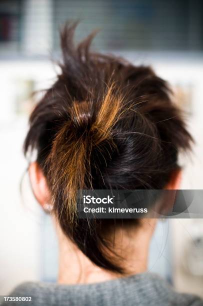 Cabello Parte Posterior De La Cabeza De Mujer Frente A Sujetos De Bun Foto de stock y más banco de imágenes de Cabello largo