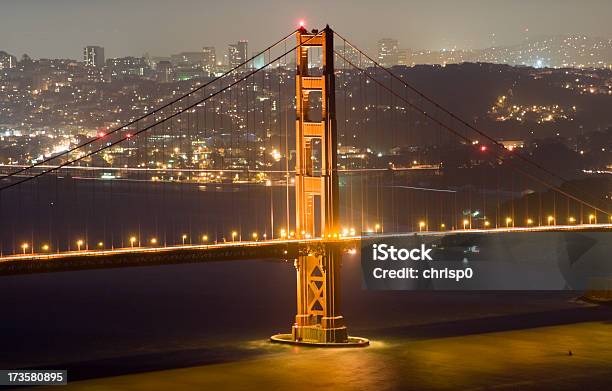 Golden Gate W San Francisco W Nocy - zdjęcia stockowe i więcej obrazów Bez ludzi - Bez ludzi, Central California, Długie naświetlanie
