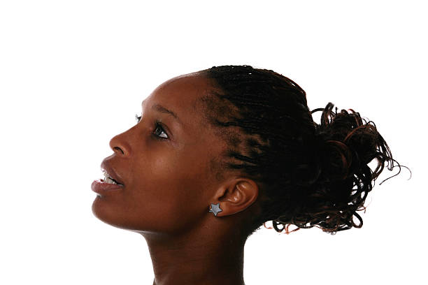African American woman profile African American woman profile black woman hair bun stock pictures, royalty-free photos & images