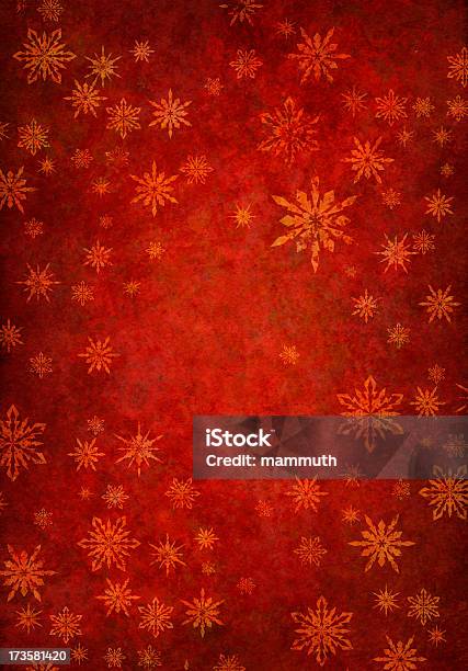 Grunge Red Snowy Background Stock Photo - Download Image Now - Christmas Paper, Red, Snowflake Shape