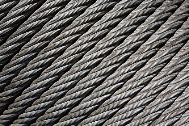 industrial kabel als hintergrund, textur - steel cable wire rope rope textured stock-fotos und bilder
