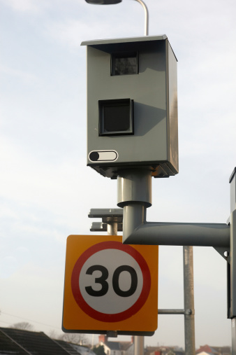 Speed camera and limit sign