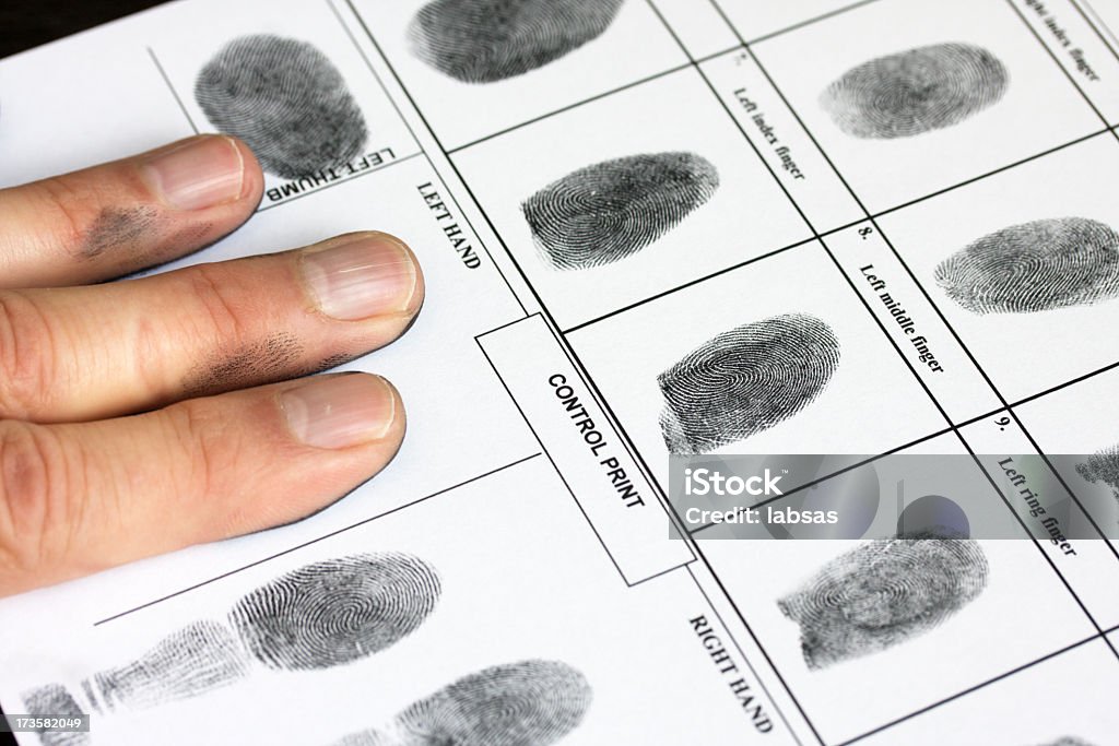 Fingerprints on authentic fingerprint form. Authentic fingerprint form. Beauty Stock Photo