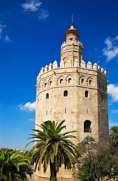 torre del oro à séville - seville torre del oro sevilla spain photos et images de collection