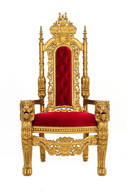 an elegant throne / with gold carvings and whatnot / includes clipping path