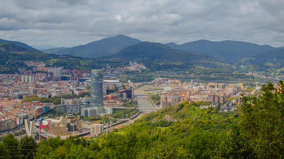 Bilbao, Basque country. Spain. 15th of September 2023. Photography of Bilbao City from Artxanda viewpoint.