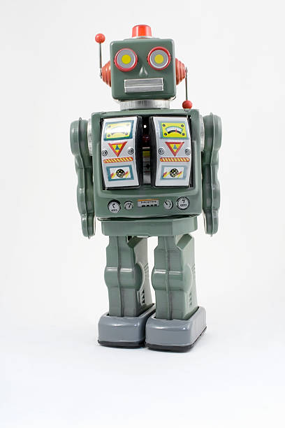 istock Plastic toy space robot with light and antennas from 1960's. 173582851