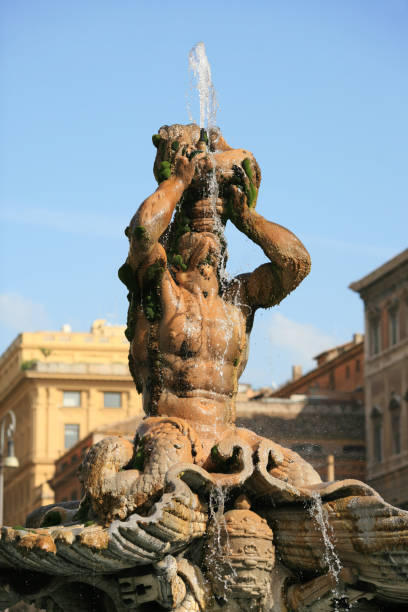 bernini's chafariz triton na piazza barberini - barberini - fotografias e filmes do acervo