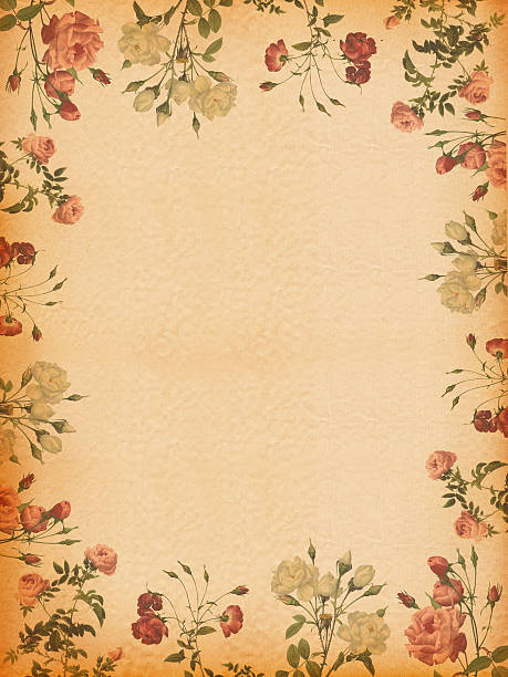 背景にローズフレーム - picture frame frame floral pattern old ストックフォトと画像