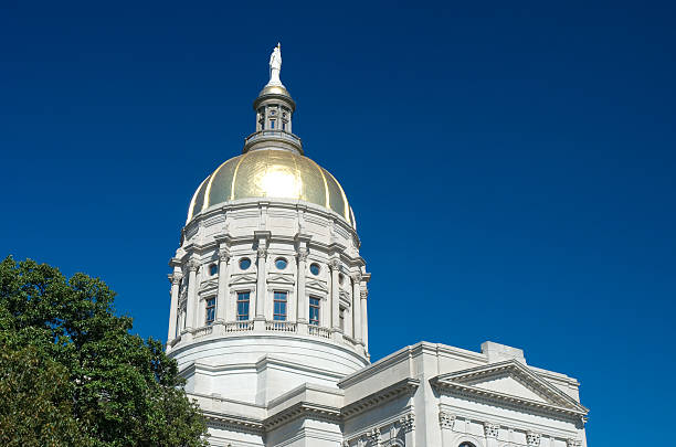 Georgia State Capital Building Low Angle view and closeup of the Georgia State Capitol Building Dome. georgia us state stock pictures, royalty-free photos & images