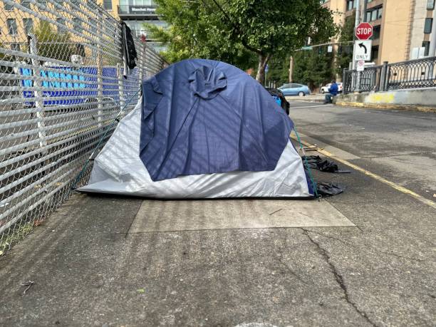 istock A homeless camp on a city block 1735846350