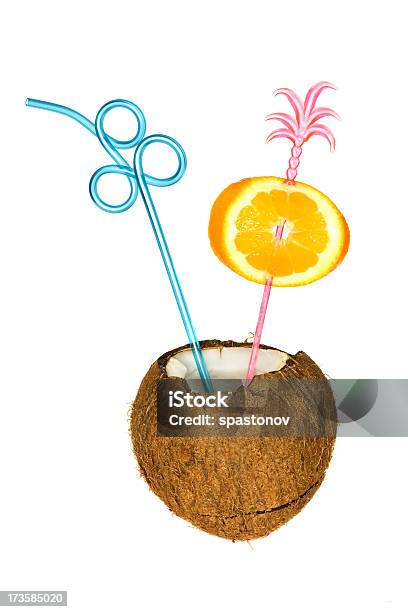 Tropical Cocktail Stock Photo - Download Image Now - Drink Umbrella, White Background, Cocktail