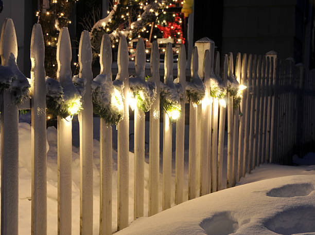 istock Snowy Fence at Night 173585415