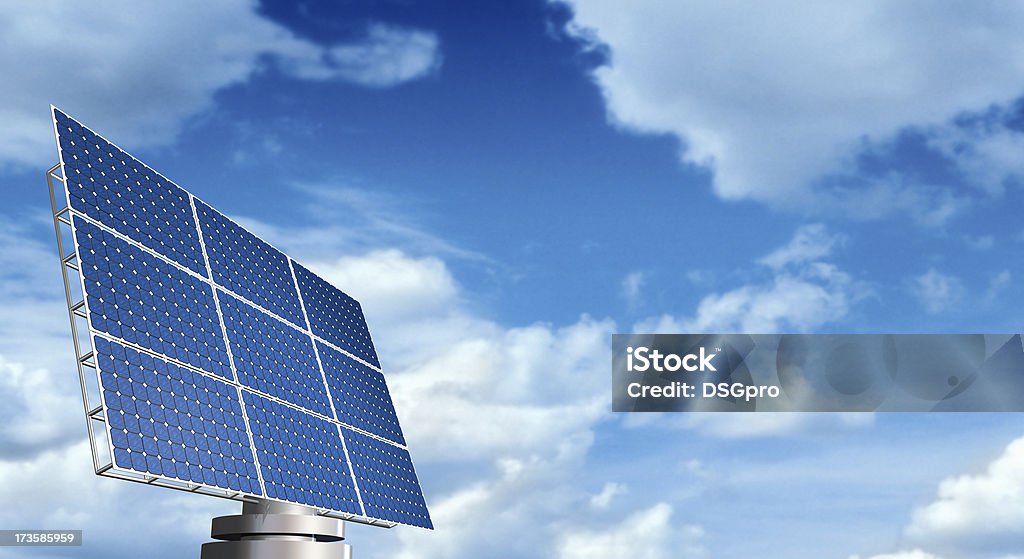 Azul panel solar - Foto de stock de Aparatos solares libre de derechos
