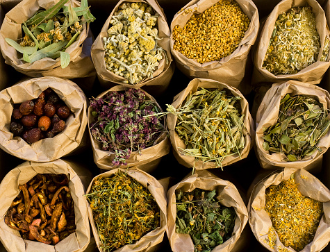 Bags of Dried Herbs.