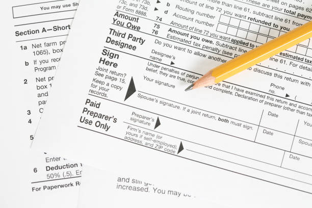 istock Sign Here on the Tax Form 173586240