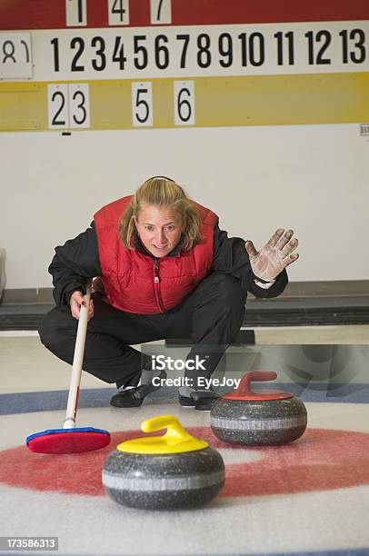 Calling The Shot In Curling Game Stock Photo - Download Image Now - Curling - Sport, Ice, Sport