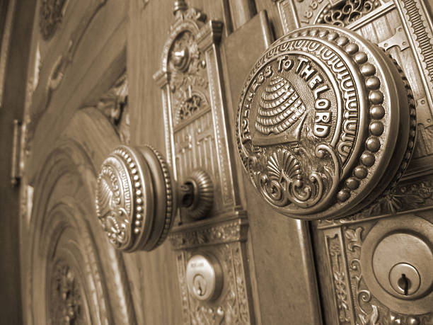 istock Salt Lake Temple Doorknobs / Sepia 173587051
