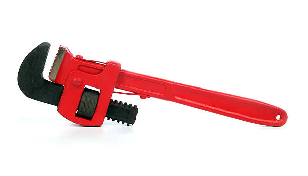 pipe wrench - adjustable wrench wrench clipping path red stock-fotos und bilder