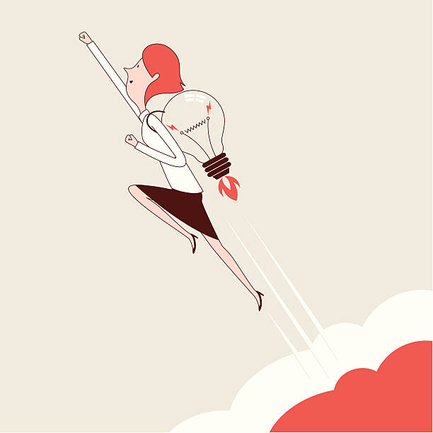 Fly with a great idea vector art illustration