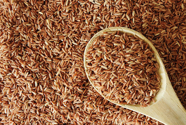 коричневый рис - brown rice фотографии стоковые фото и изображения