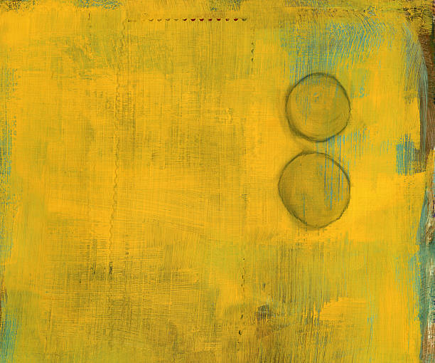 Yellow Painting with Two Circles stock photo