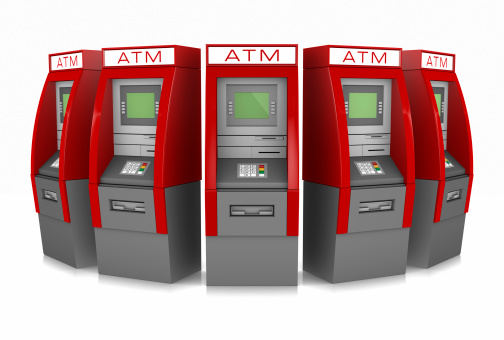 Red ATM counters - isolated on white.