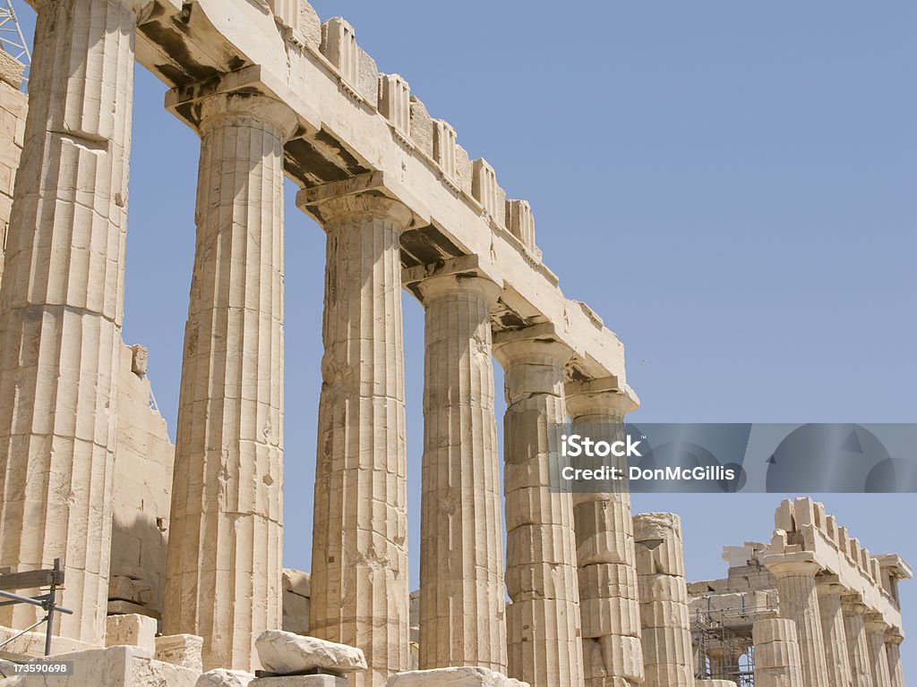 Seite des Parthenon Restaurierung Low Angle View - Lizenzfrei Antike Kultur Stock-Foto