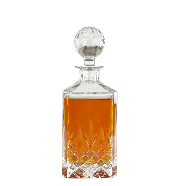 Crystal decanter with scotch stock photo