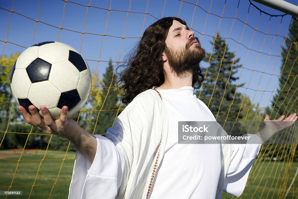 Soccer Jesus Jesus knows, none are better in goal - Jesus Saves! Jesus Christ Stock Photo