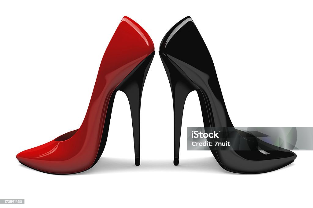 3 D noir et rouge chaussures - Photo de Talons hauts libre de droits