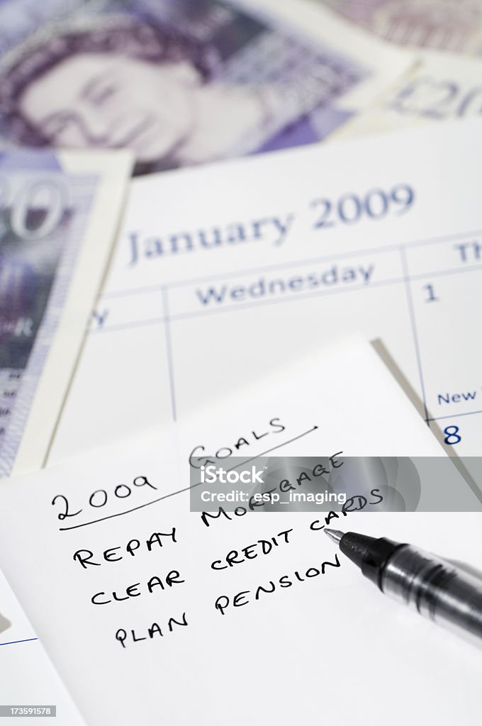 Новый год резолюций Финансовое планирование для 2009 г. - Стоковые фото 20 фунтов роялти-фри