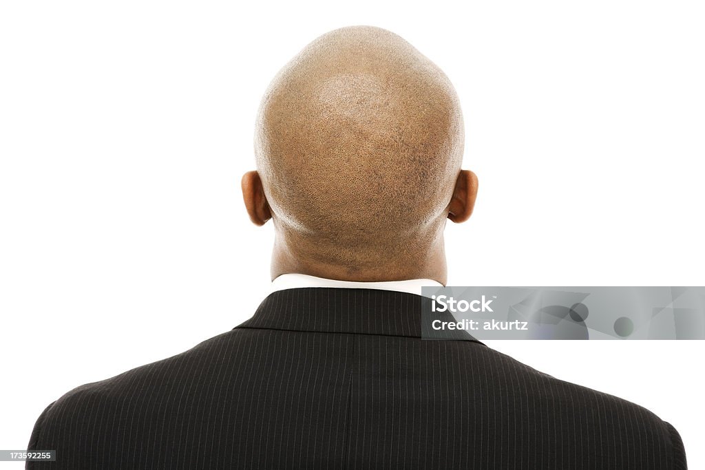 Afro-americano homem de negócios maduro bald head de trás de terno - Foto de stock de Nuca royalty-free