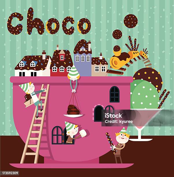 Choco Town Stock Illustration - Download Image Now - Baby - Human Age, Baby Girls, Boys