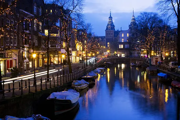 "Amsterdam night view with the Rijksmuseum on the background, please see also my images of Amsterdam in my lightbox:"