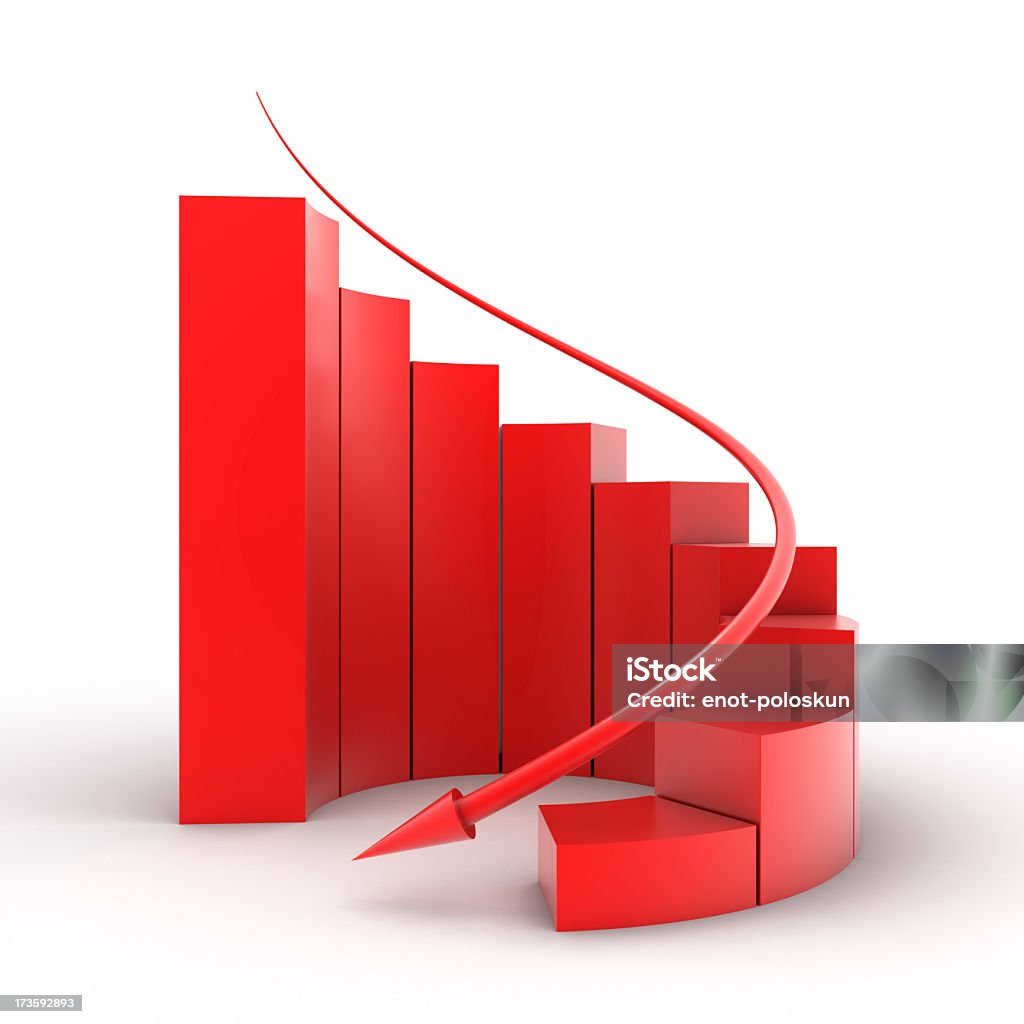 bar graph (decrease) symbol of decrease Arrow Symbol Stock Photo