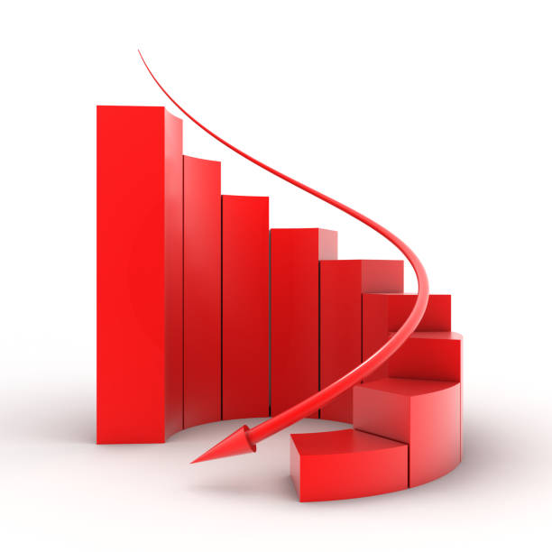 gráfico de barras (redução - downgrade imagens e fotografias de stock