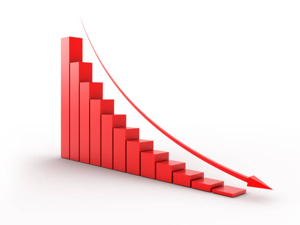 gráfico de barras (redução - downgrade imagens e fotografias de stock