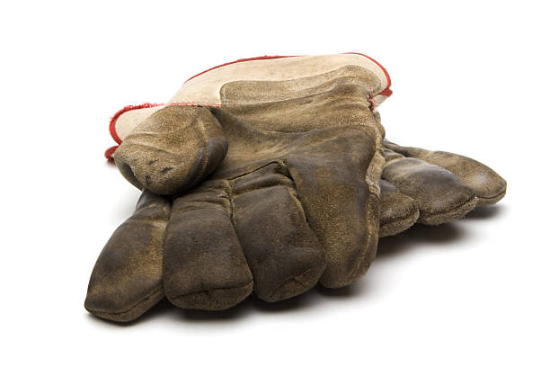 istock Close-up of canvas work gloves lying flat 173593900