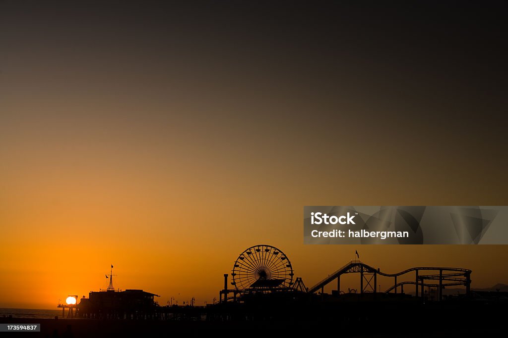 Santa Monica Pier at Sunset Oracle Park Stock Photo