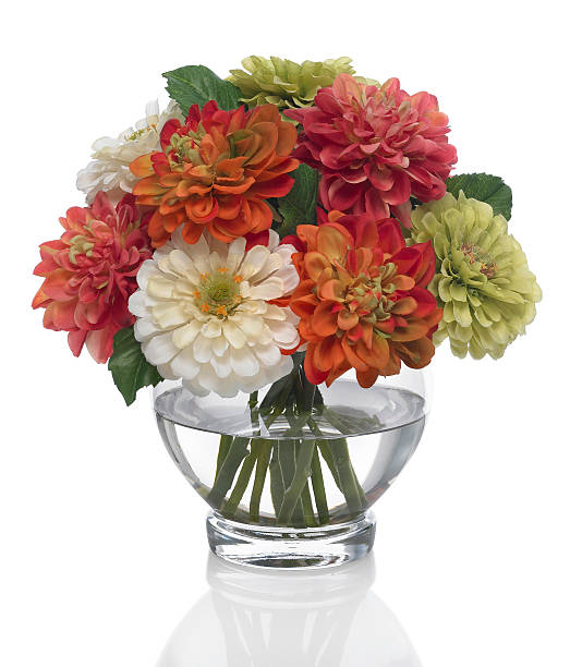 istock Dahlia and Zinnia bouquet on a white background 173595233