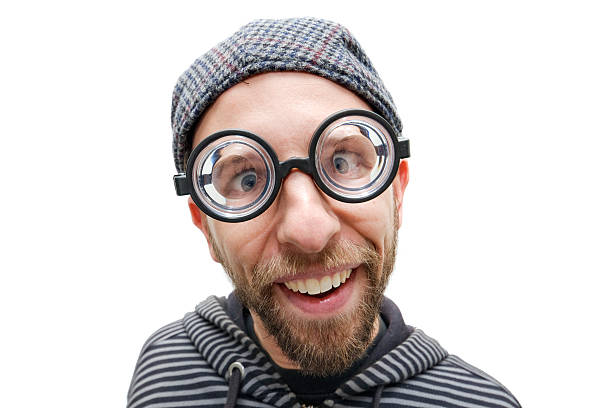Nerdy Guy with Thick Rimmed Glasses